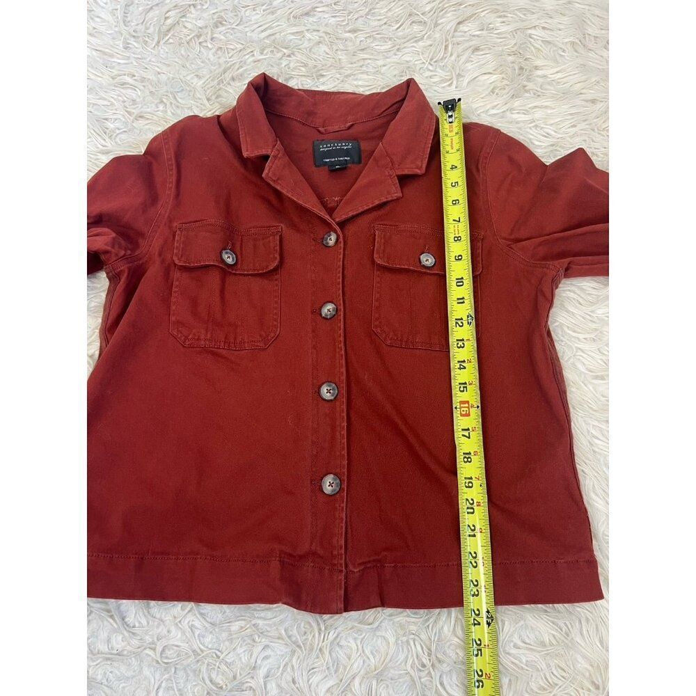 Sanctuary Rust Red Trooper Button Up Shacket Shirt Jacket Pockets Womens Size XL - Picture 5 of 9